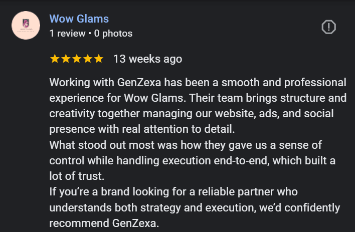 Wow glams feed back on genzexa work and performance